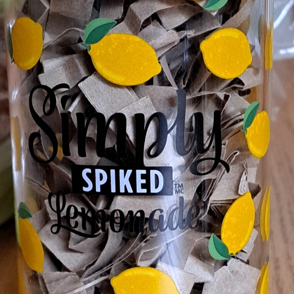 Lemon Patterned Glass Tumbler with Straw - Picture 2 of 2